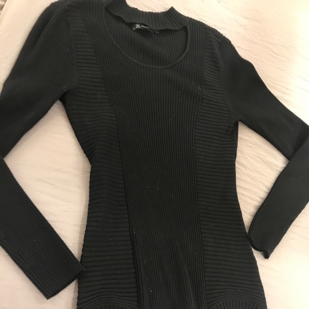Black mock turtle with cut out sweater